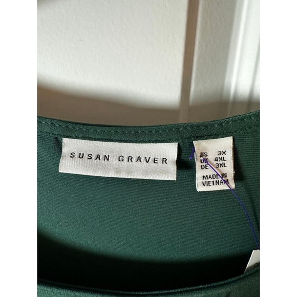 Susan Graver Long Sleeve Tee 3X Dark Green - Picture 3 of 6